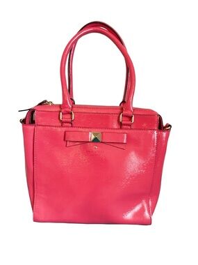 Kate Spade Beacon Court Jeanne Satchel Strawberry Patent Leather Pink Bow
